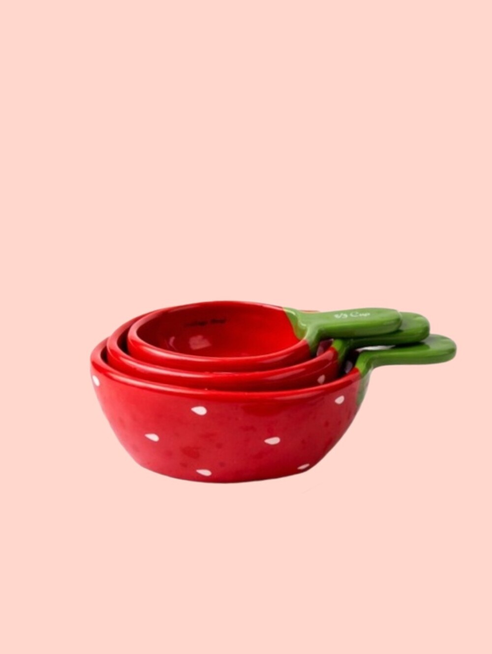 Target NWT 3Pk Strawberry Shaped Nesting Ceramic Measuring Cups In Red/Green